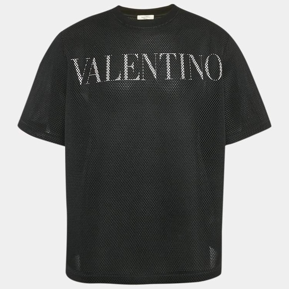 Valentino Black Mesh Men's Shirt Small Oversized